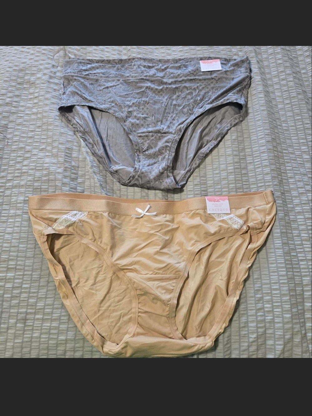 Cacique Womans Hipster Undies- Gray and Nude (2-Pack)